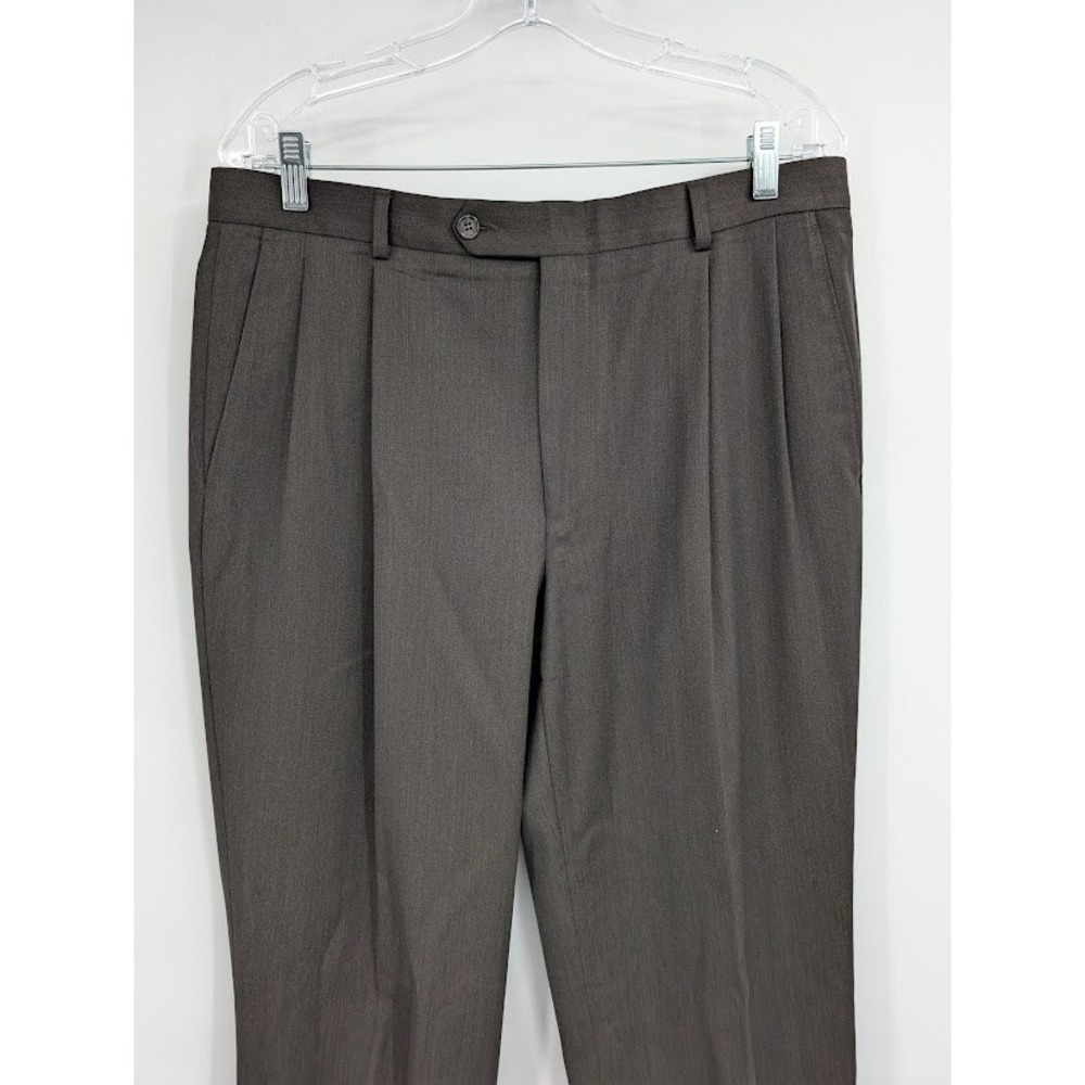Burberry London Men's Pleated Cuffed Trouser Dress pants‎ Brown sz 34 Reg